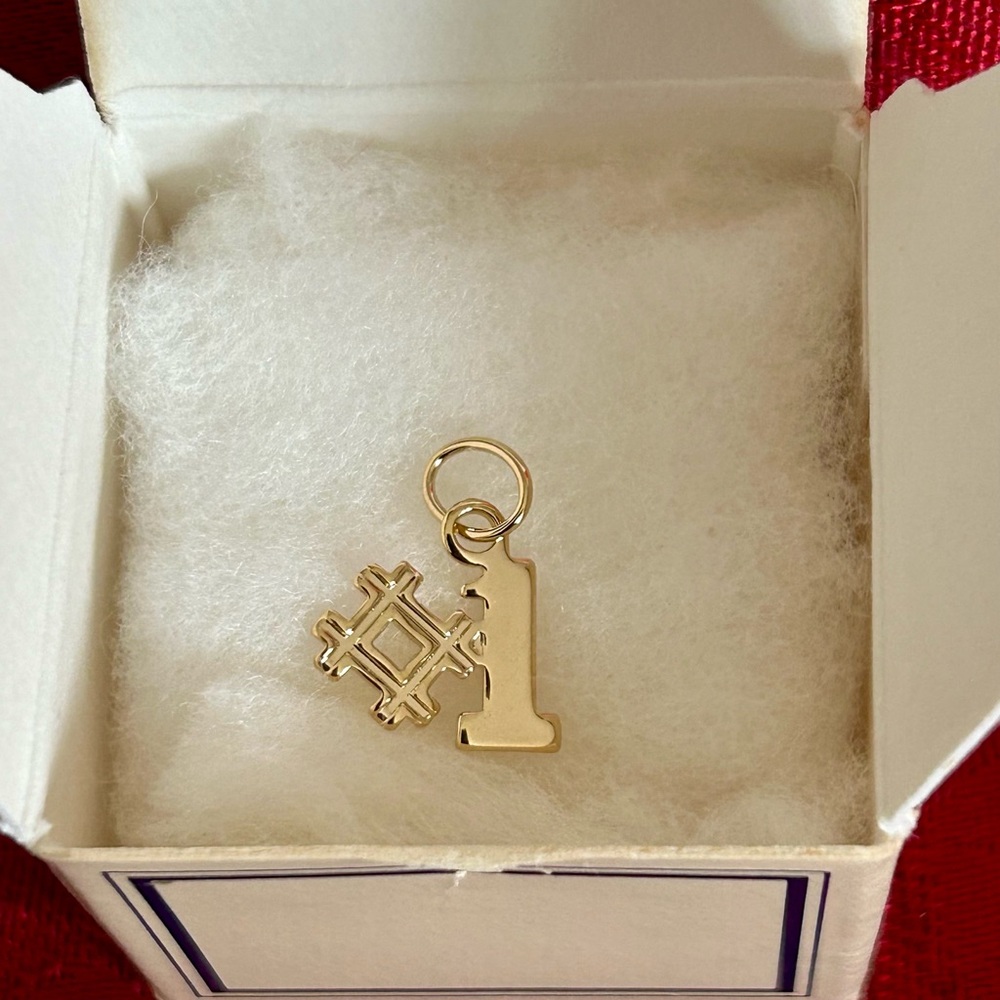 Vintage Avon Fashion Jewelry gold tone # 1 Charm / Pendant - original packaging